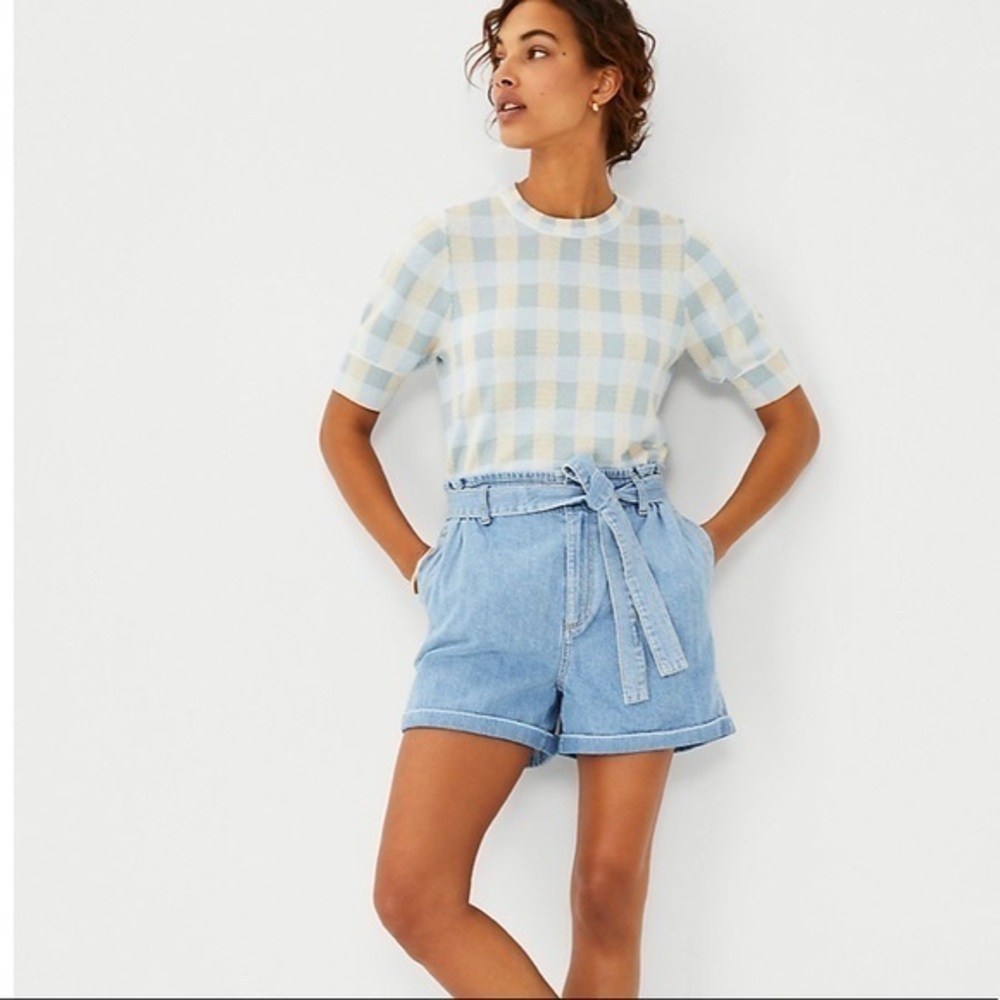 The Tie Waist Denim Short In Light Indigo Wash